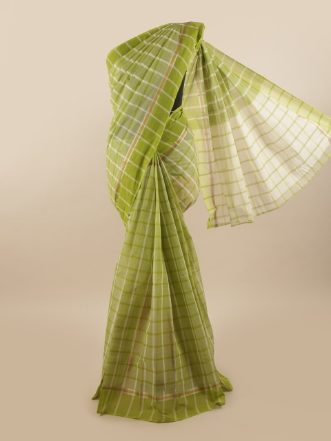 

Pothys Green & White Checked Pure Cotton Saree