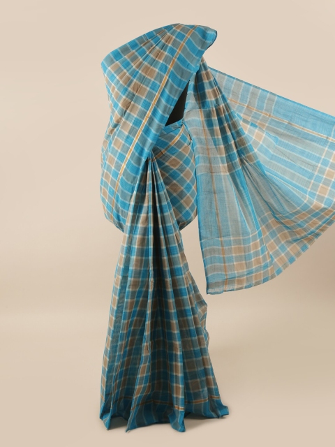 

Pothys Blue & Beige Checked Pure Cotton Saree