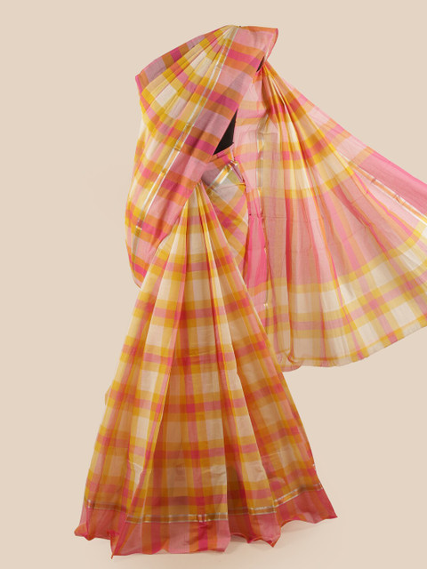 

Pothys Multicoloured Checked Zari Pure Cotton Saree, Multi