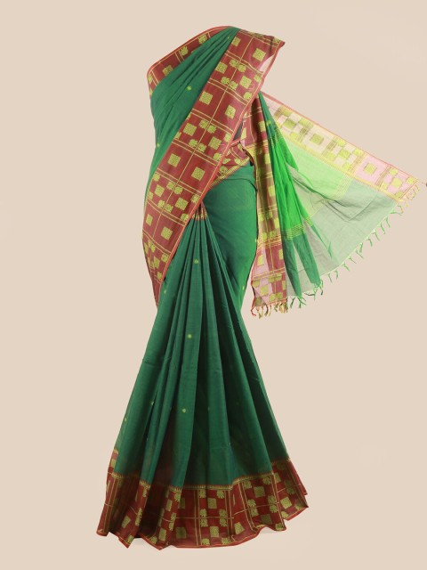 

Pothys Green & Red Woven Design Pure Cotton Saree