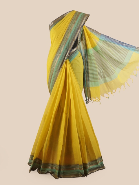 

Pothys Yellow & Green Woven Design Pure Cotton Saree