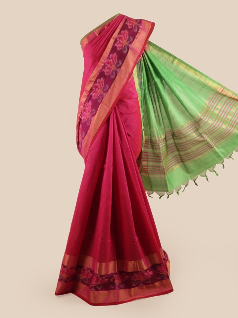 

Pothys Pink & Green Ethnic Motifs Saree