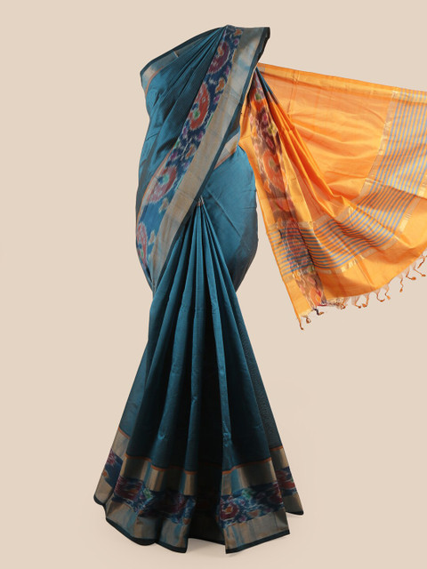 

Pothys Blue & Yellow Woven Design Saree