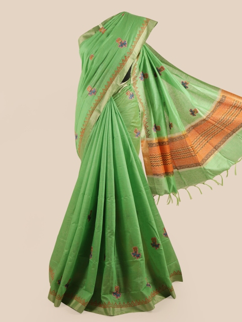 

Pothys Green Ethnic Motifs Patchwork Pure Cotton Saree