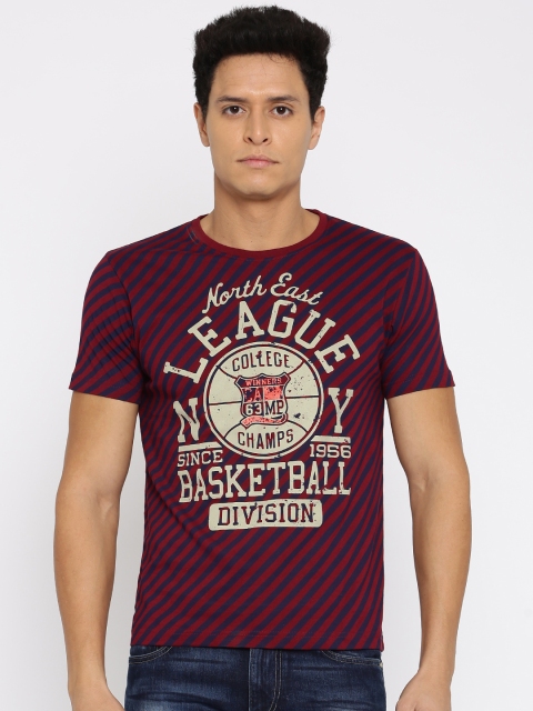 

Moda Rapido Men Maroon Printed Round Neck T-Shirt