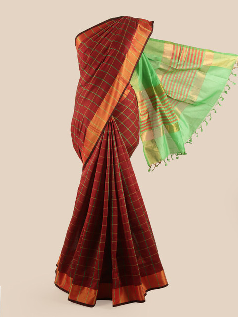 

Pothys Red Checked Saree