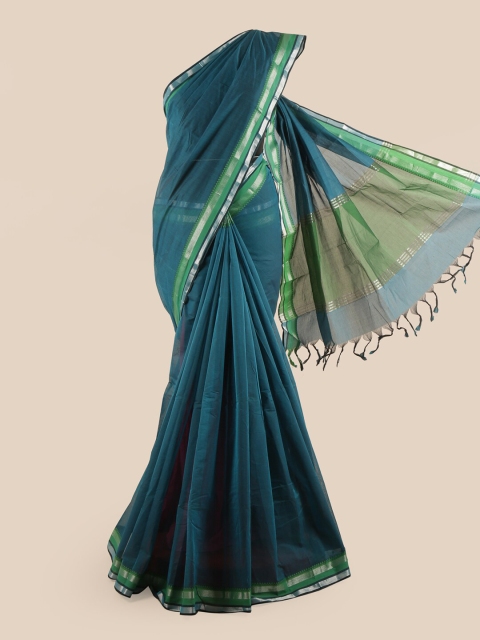 

Pothys Blue & Sea Green Zari Border Pure Cotton Saree