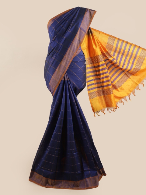 

Pothys Blue & Yellow Checked Saree