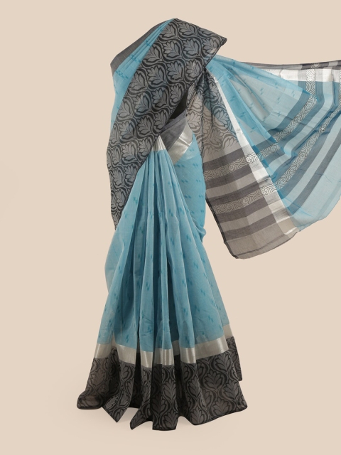 

Pothys Blue & Grey Ethnic Motifs Zari Pure Cotton Saree