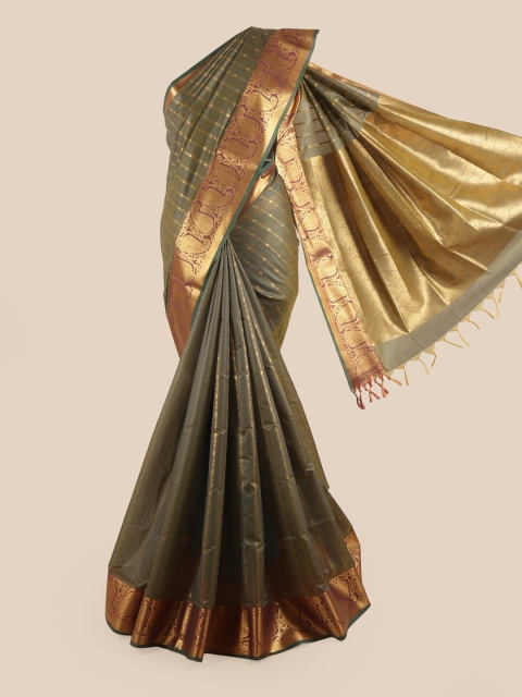 

Pothys Grey & Gold-Toned Woven Design Silk Blend Saree