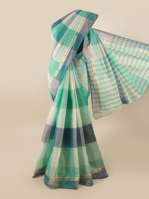 

Pothys Green & Grey Striped Zari Pure Cotton Saree