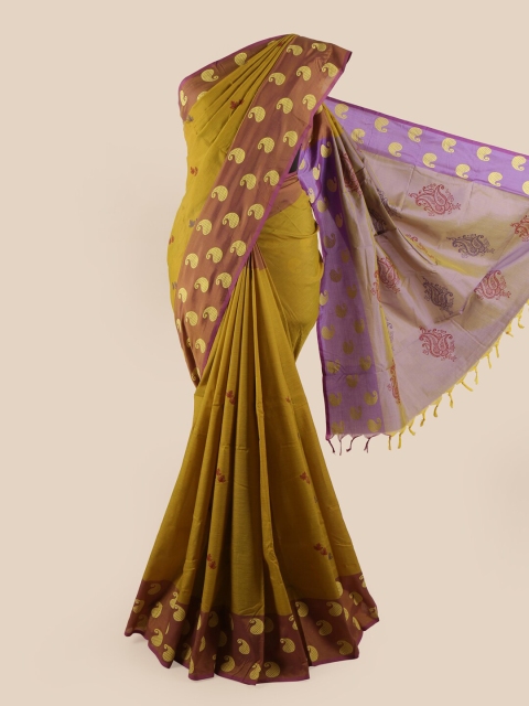 

Pothys Green & Purple Paisley Printed Pure Cotton Saree