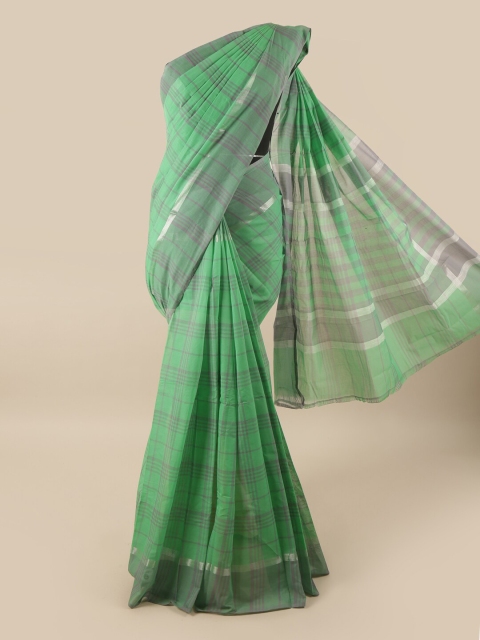

Pothys Green & Grey Checked Zari Pure Cotton Saree