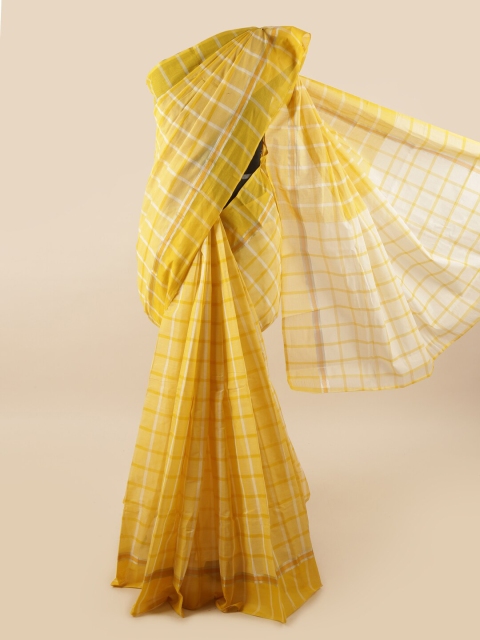 

Pothys Yellow & White Checked Zari Pure Cotton Saree