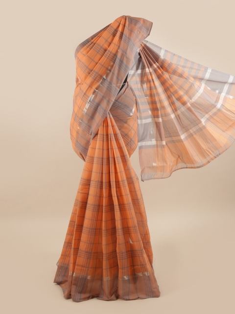 

Pothys Orange Checked Pure Cotton Saree