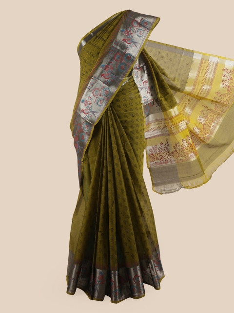 

Pothys Green Floral Pure Cotton Saree