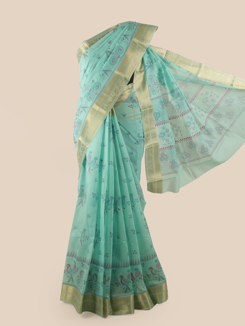 

Pothys Green & Gold-Coloured Floral Pure Cotton Saree