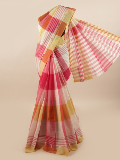 

Pothys Multicoloured Colourblocked Pure Cotton Saree, Multi