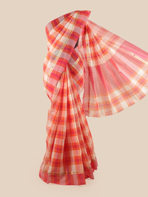 

Pothys Red & White Checked Zari Pure Cotton Saree