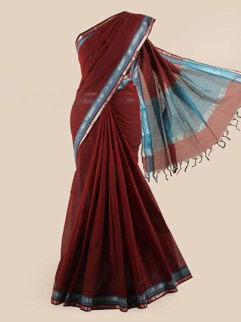 

Pothys Maroon & Blue Pure Cotton Saree
