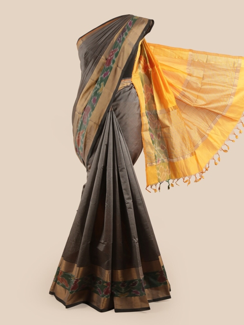 

Pothys Grey & Yellow Printed Saree