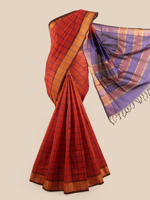 

Pothys Rust Checked Saree