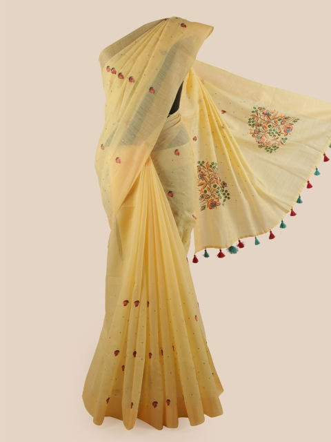 

Pothys Yellow Embellished Pure Cotton Saree