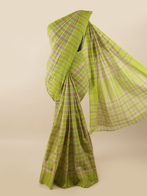 

Pothys Green & Brown Checked Zari Pure Cotton Saree