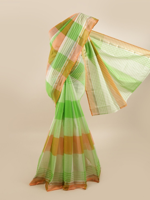 

Pothys Green & White Colourblocked Pure Cotton Saree