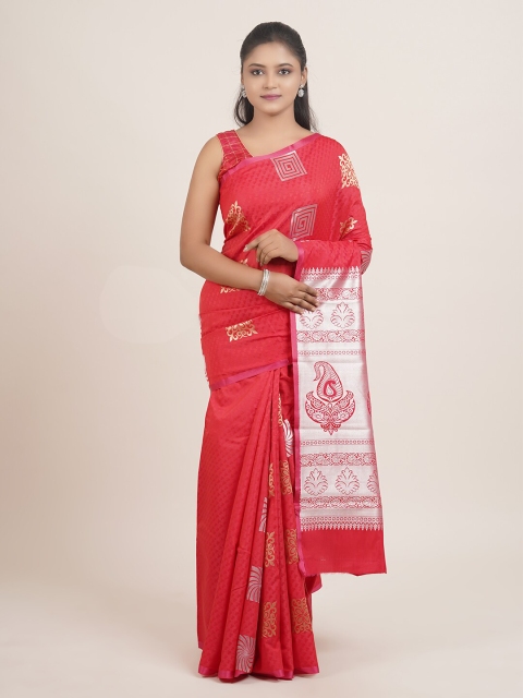 

Pothys Red Woven Design Art Silk Saree