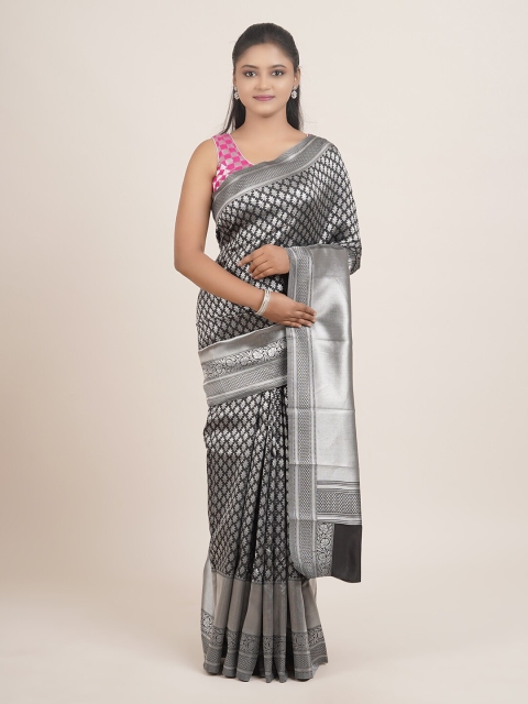 

Pothys Black & Grey Floral Zari Art Silk Saree