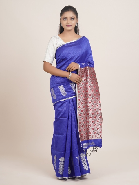 

Pothys Blue & Maroon Ethnic Motifs Zari Art Silk Saree