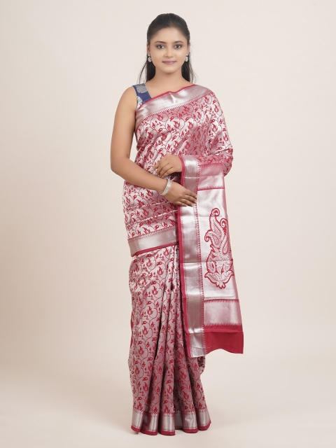 

Pothys Maroon & Grey Floral Zari Art Silk Saree