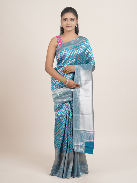

Pothys Blue & Grey Ethnic Motifs Zari Art Silk Saree