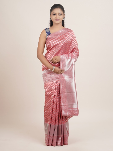 

Pothys Pink & Silver-Toned Ethnic Motifs Zari Art Silk Saree