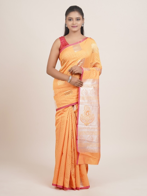 

Pothys Orange & Grey Ethnic Motifs Zari Art Silk Saree