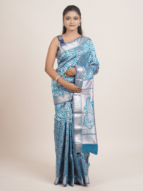 

Pothys Blue & Grey Ethnic Motifs Zari Art Silk Saree