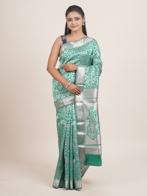 

Pothys Green & Grey Ethnic Motifs Zari Art Silk Saree