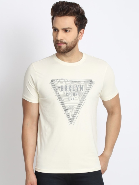 

98 Degree North Men Cream-Coloured Graphic Printed T-shirt