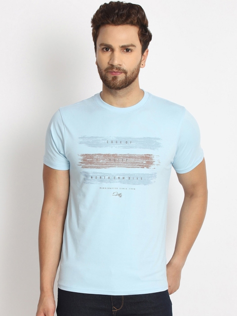 

98 Degree North Men Blue & Brown Typography Printed T-shirt
