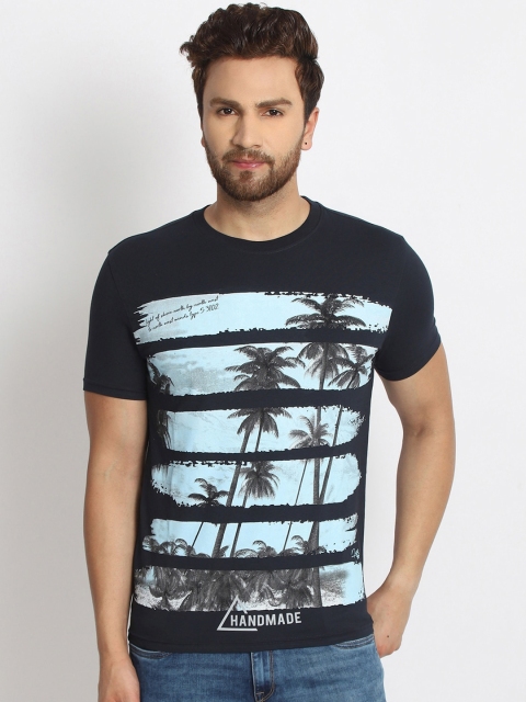 

98 Degree North Men Navy Blue Printed T-shirt