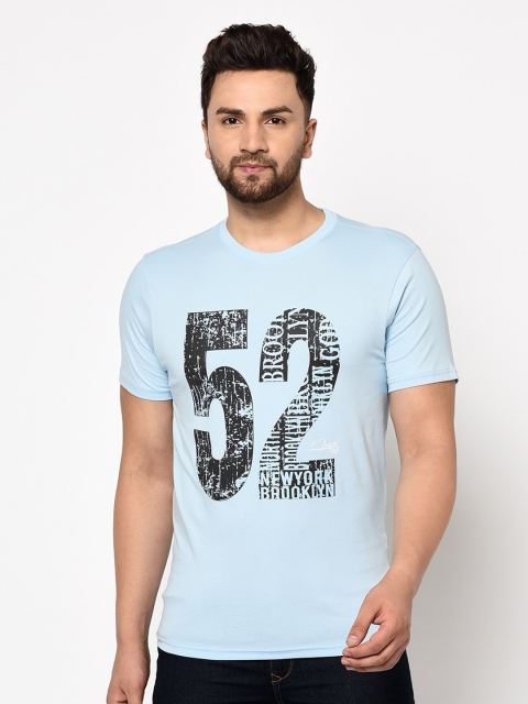 

98 Degree North Men Blue & Black Printed T-shirt