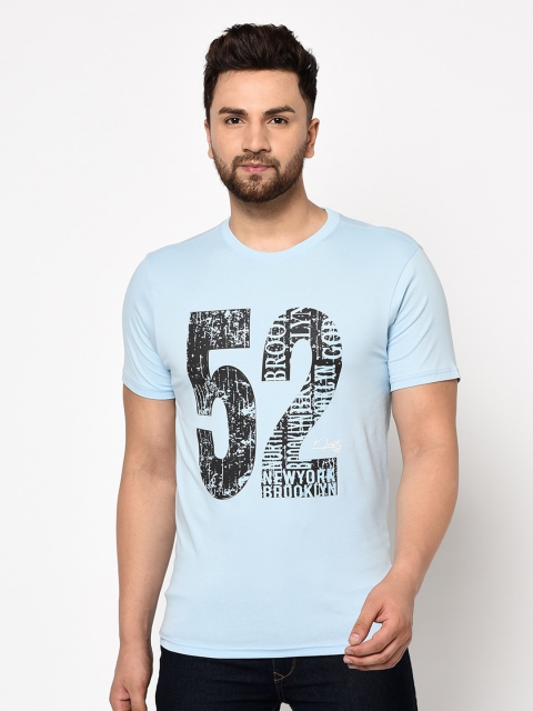 

98 Degree North Men Blue & Black Printed T-shirt