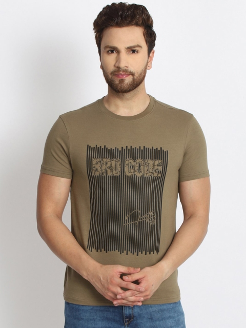 98 Degree North Men Olive Green Printed T-shirt