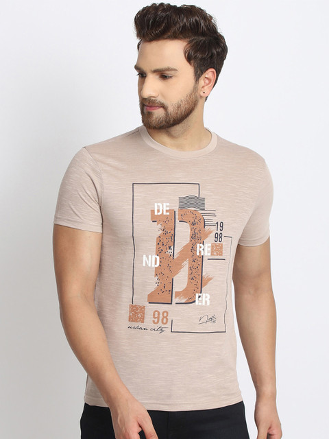

98 Degree North Men Nude-Coloured Graphic Printed T-shirt