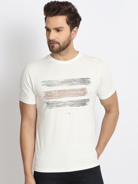 

98 Degree North Men Off White & Black Printed T-shirt