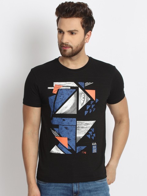 

98 Degree North Men Black & Blue Printed T-shirt