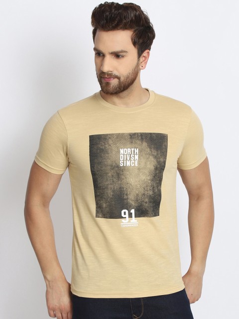 

98 Degree North Men Beige Printed T-shirt