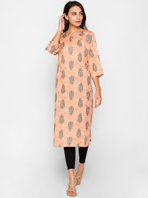 

ZOLA Women Peach-Coloured Ethnic Motifs Printed Kurta