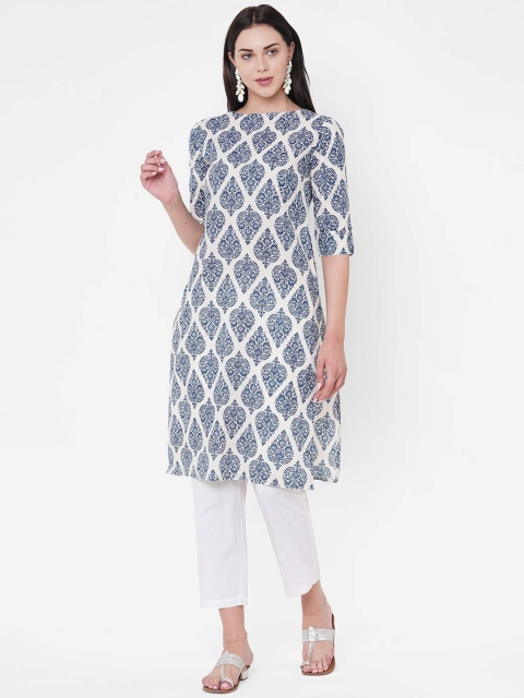 

ZOLA Women Blue & Off White Ethnic Motifs Printed Kurta